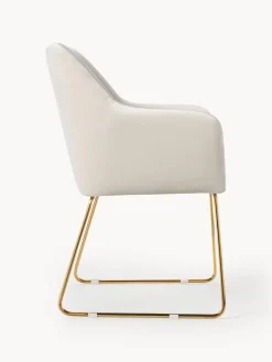 Sillas Con Reposabrazos|Sillas></noscript>Westwing Collection Silla con reposabrazos de terciopelo Isla Terciopelo blanco crema, dorado