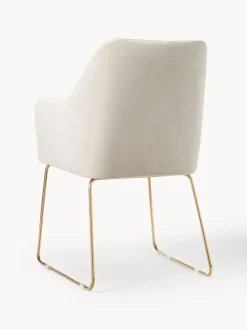 Sillas Con Reposabrazos|Sillas></noscript>Westwing Collection Silla con reposabrazos de terciopelo Isla Terciopelo blanco crema, dorado
