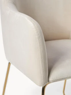 Sillas Con Reposabrazos|Sillas></noscript>Westwing Collection Silla con reposabrazos de terciopelo Isla Terciopelo blanco crema, dorado