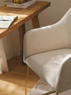 Sillas Con Reposabrazos|Sillas></noscript>Westwing Collection Silla con reposabrazos de terciopelo Isla Terciopelo blanco crema, dorado