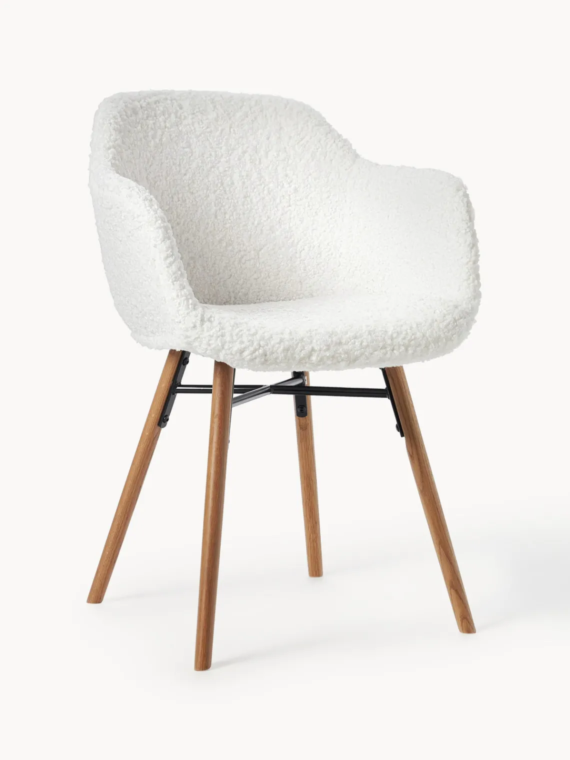 Sillas Con Reposabrazos|Sillas>Westwing Collection Silla con reposabrazos de borreguillo Fiji Borreguillo blanco crema, madera de roble