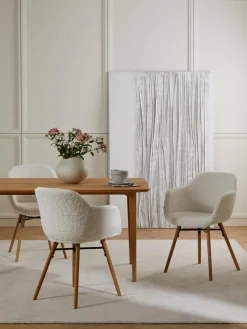 Sillas Con Reposabrazos|Sillas>Westwing Collection Silla con reposabrazos de borreguillo Fiji Borreguillo blanco crema, madera de roble