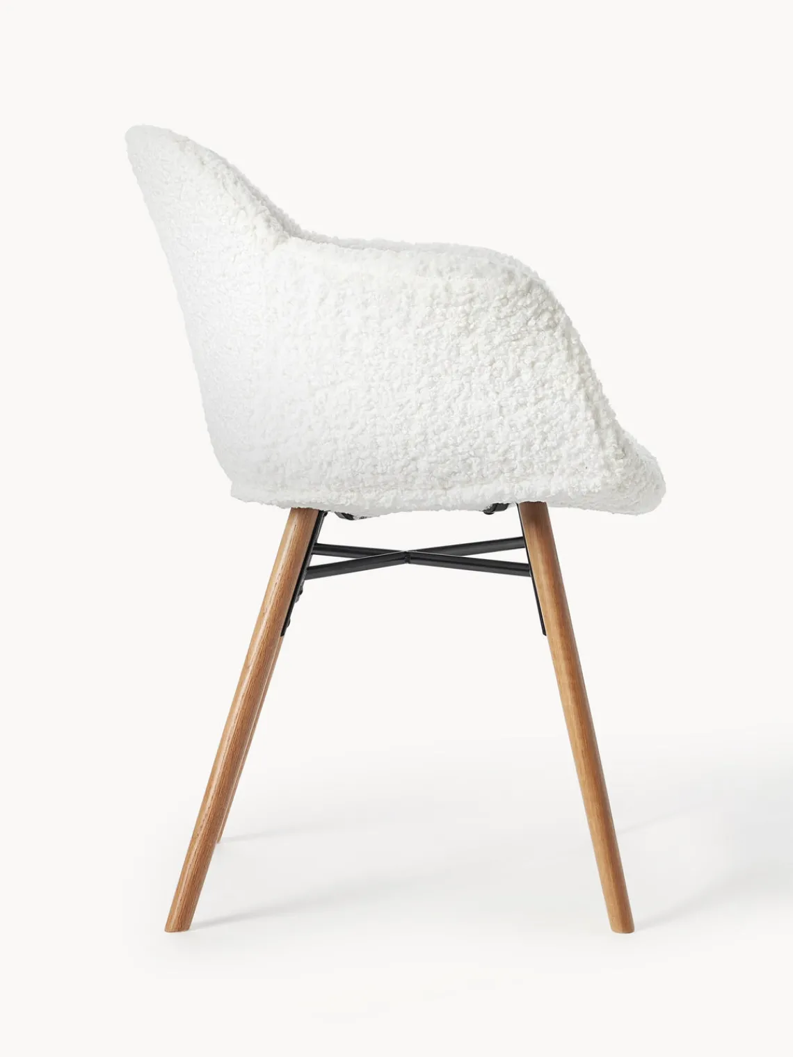 Sillas Con Reposabrazos|Sillas>Westwing Collection Silla con reposabrazos de borreguillo Fiji Borreguillo blanco crema, madera de roble