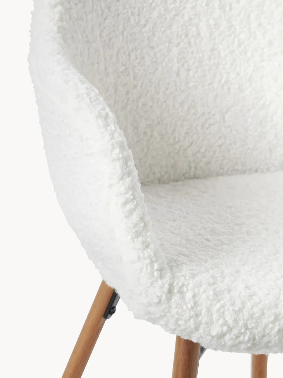 Sillas Con Reposabrazos|Sillas>Westwing Collection Silla con reposabrazos de borreguillo Fiji Borreguillo blanco crema, madera de roble