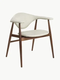 Sillas De Madera|Sillas Con Reposabrazos>GUBI Silla con reposabrazos de madera de nogal Masculo Tejido blanco Off White, madera de nogal