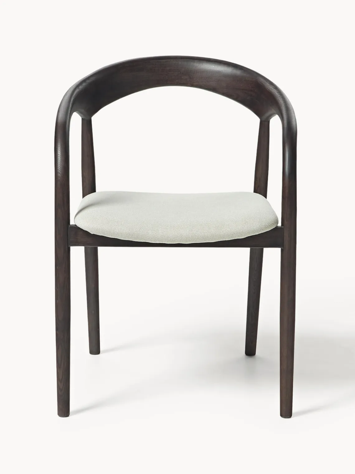 Sillas De Madera|Sillas Con Reposabrazos>Westwing Collection Silla con reposabrazos de madera de fresno y asiento tapizado Camille Tejido blanco Off White, madera de fresno oscura