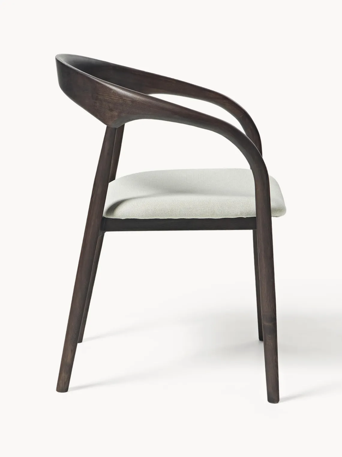 Sillas De Madera|Sillas Con Reposabrazos>Westwing Collection Silla con reposabrazos de madera de fresno y asiento tapizado Camille Tejido blanco Off White, madera de fresno oscura