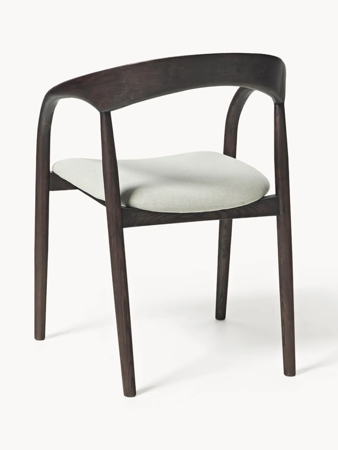 Sillas De Madera|Sillas Con Reposabrazos>Westwing Collection Silla con reposabrazos de madera de fresno y asiento tapizado Camille Tejido blanco Off White, madera de fresno oscura