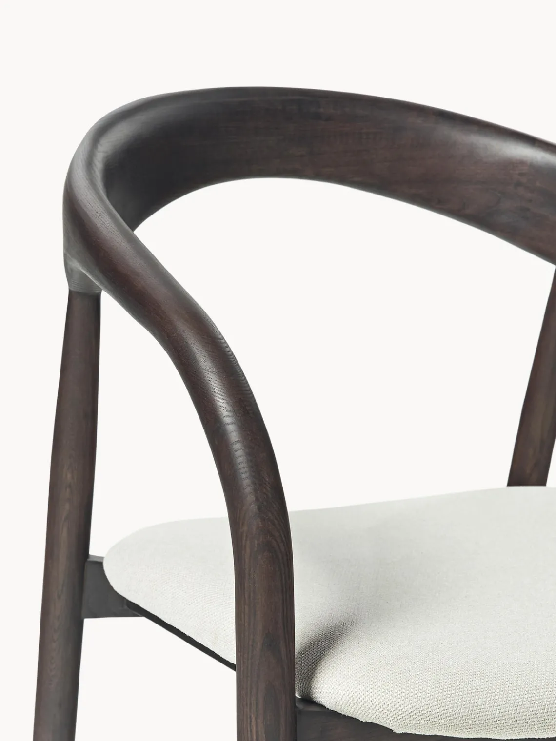 Sillas De Madera|Sillas Con Reposabrazos>Westwing Collection Silla con reposabrazos de madera de fresno y asiento tapizado Camille Tejido blanco Off White, madera de fresno oscura