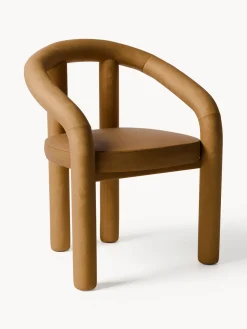 Sillas>Westwing Collection Silla con reposabrazos de terciopelo Calan Terciopelo marrón