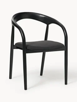 Sillas De Madera|Sillas Con Reposabrazos>Westwing Collection Silla con reposabrazos de madera de fresno y asiento tapizado Camille Tejido negro, negro