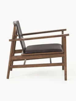 Sillones Pequeños|Sillones></noscript>Westwing Collection Silla con reposabrazos de madera de fresno y asiento de cuero Hayo Cuero marrón oscuro, madera de fresno aceitada en marrón
