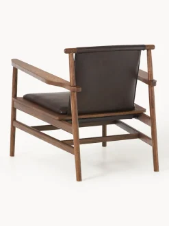 Sillones Pequeños|Sillones></noscript>Westwing Collection Silla con reposabrazos de madera de fresno y asiento de cuero Hayo Cuero marrón oscuro, madera de fresno aceitada en marrón