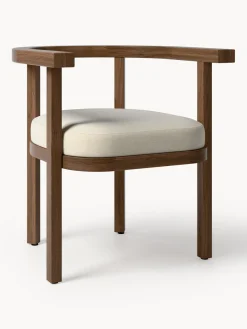 Sillas De Jardín|Sillas De Jardí­N>Westwing Collection Silla con reposabrazos para exterior de madera de acacia Matheus, con cojín