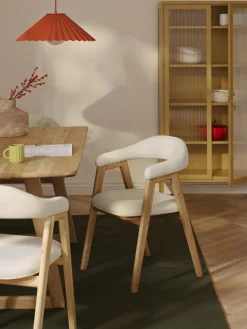 Sillas Con Reposabrazos|Sillas>Westwing Collection Silla con reposabrazos tapizada Nik Tejido blanco Off White, madera de roble barnizada