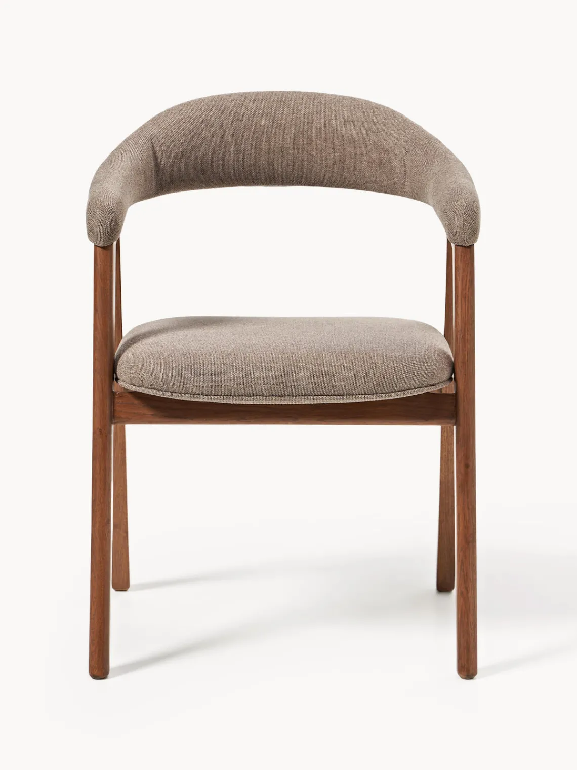 Sillas Con Reposabrazos|Sillas>Westwing Collection Silla con reposabrazos tapizada Nik Tejido taupe, madera de roble barnizada en marrón oscuro