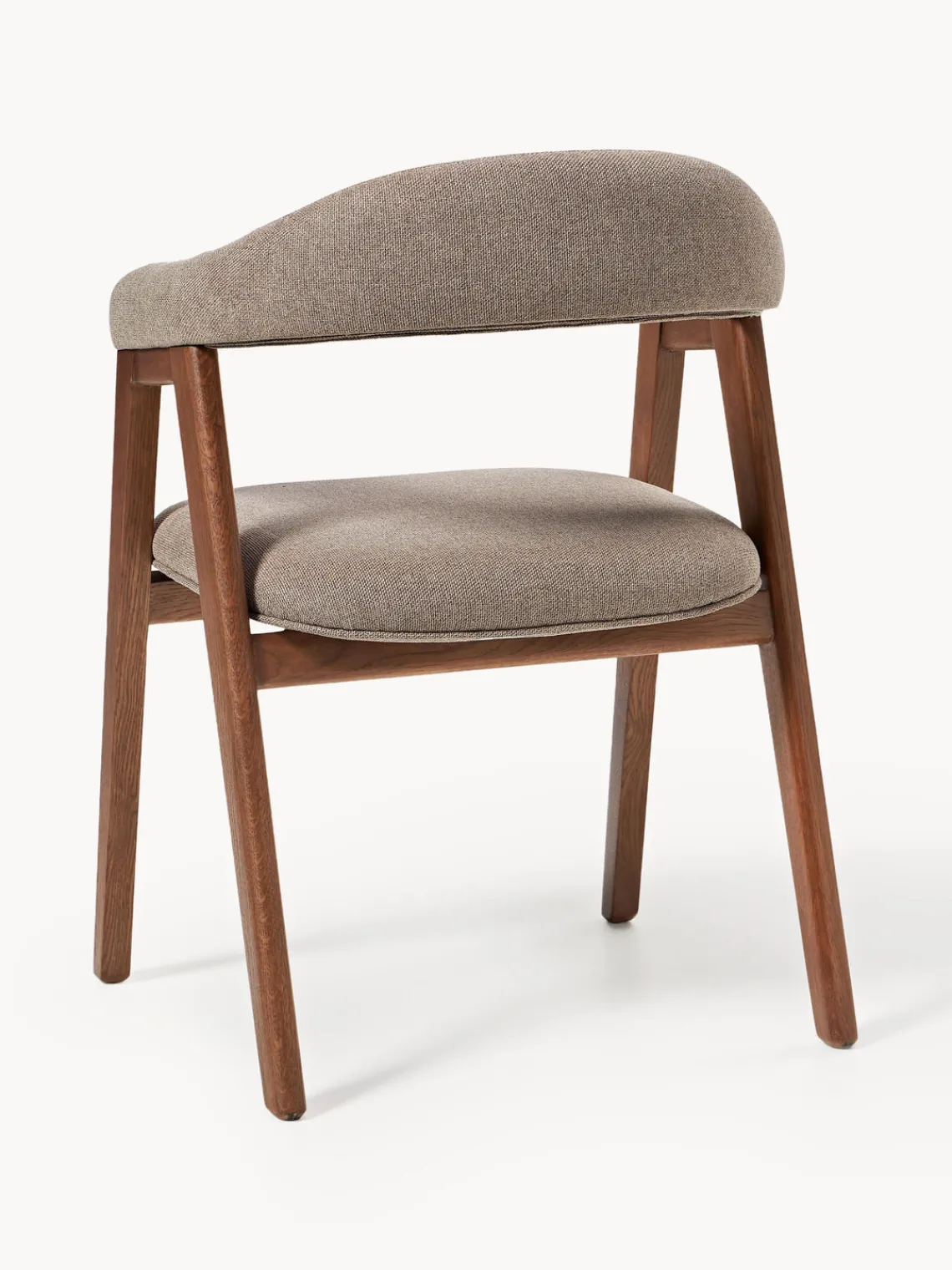 Sillas Con Reposabrazos|Sillas>Westwing Collection Silla con reposabrazos tapizada Nik Tejido taupe, madera de roble barnizada en marrón oscuro
