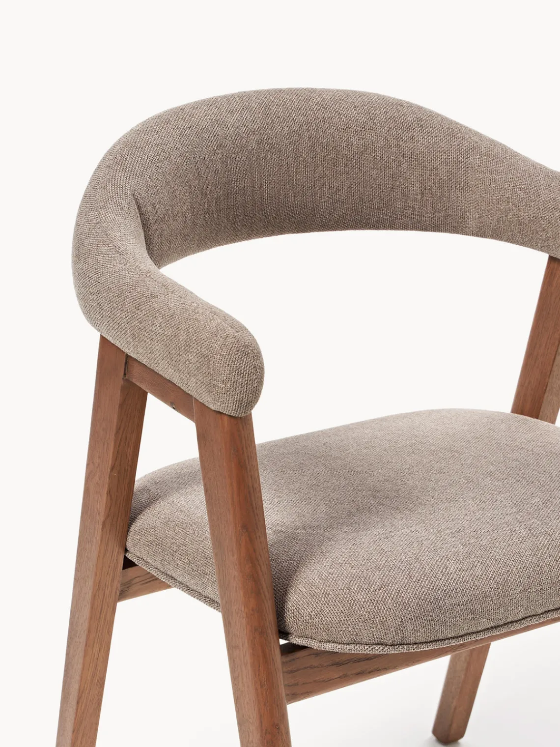 Sillas Con Reposabrazos|Sillas>Westwing Collection Silla con reposabrazos tapizada Nik Tejido taupe, madera de roble barnizada en marrón oscuro