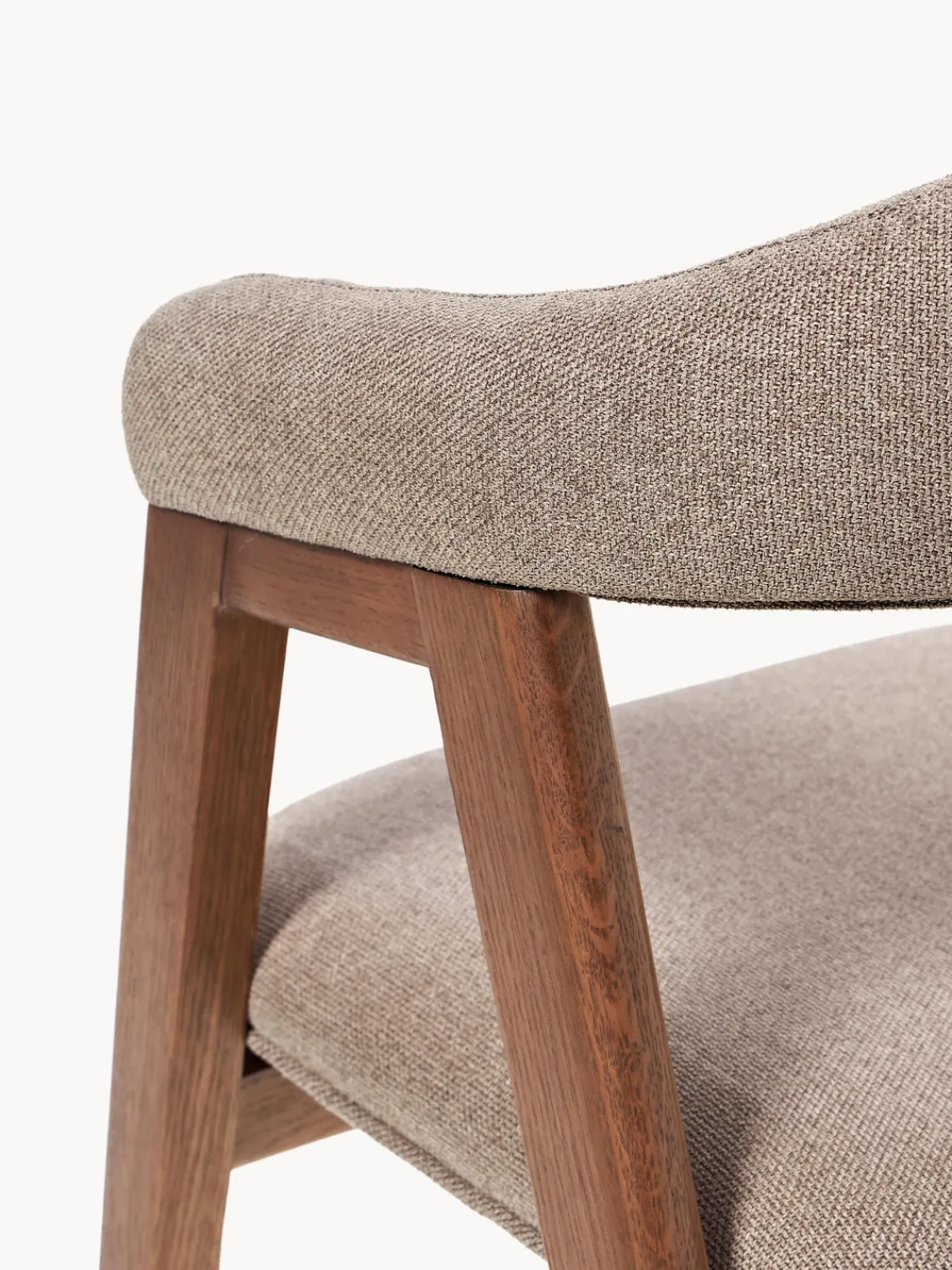 Sillas Con Reposabrazos|Sillas>Westwing Collection Silla con reposabrazos tapizada Nik Tejido taupe, madera de roble barnizada en marrón oscuro