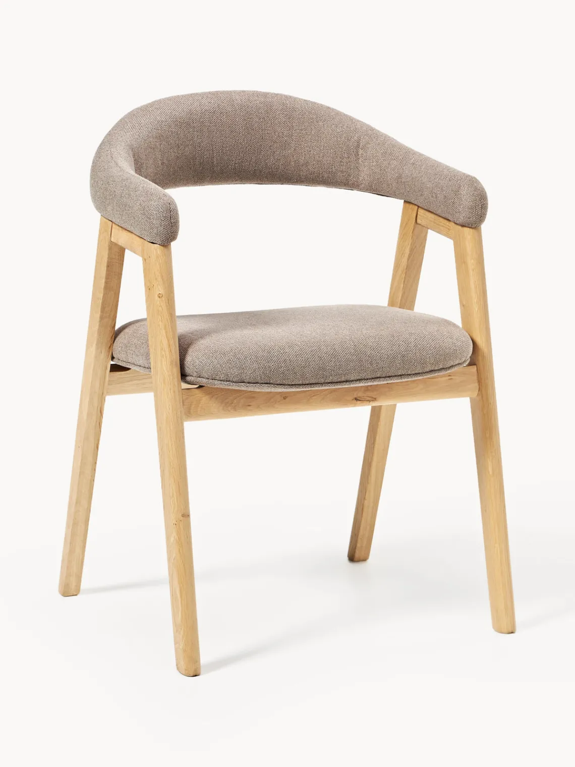 Sillas Con Reposabrazos|Sillas>Westwing Collection Silla con reposabrazos tapizada Nik Tejido taupe, madera de roble barnizada