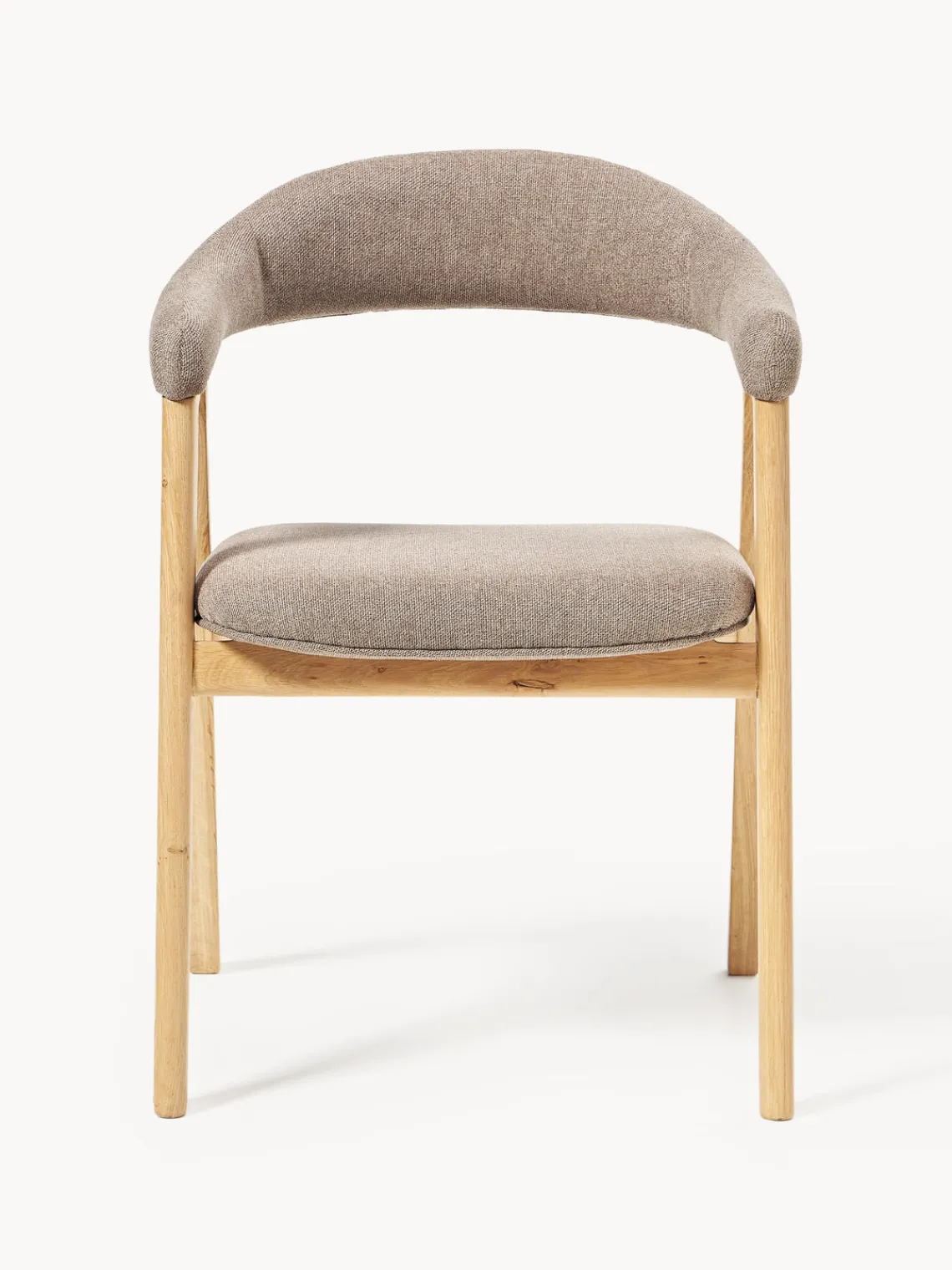 Sillas Con Reposabrazos|Sillas>Westwing Collection Silla con reposabrazos tapizada Nik Tejido taupe, madera de roble barnizada