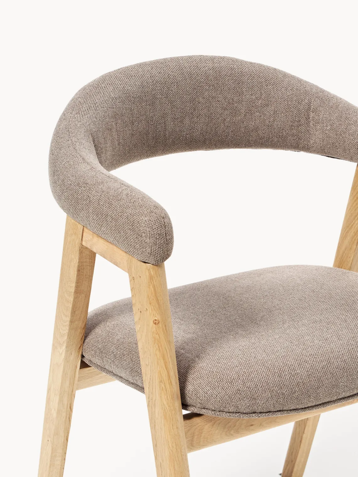 Sillas Con Reposabrazos|Sillas>Westwing Collection Silla con reposabrazos tapizada Nik Tejido taupe, madera de roble barnizada