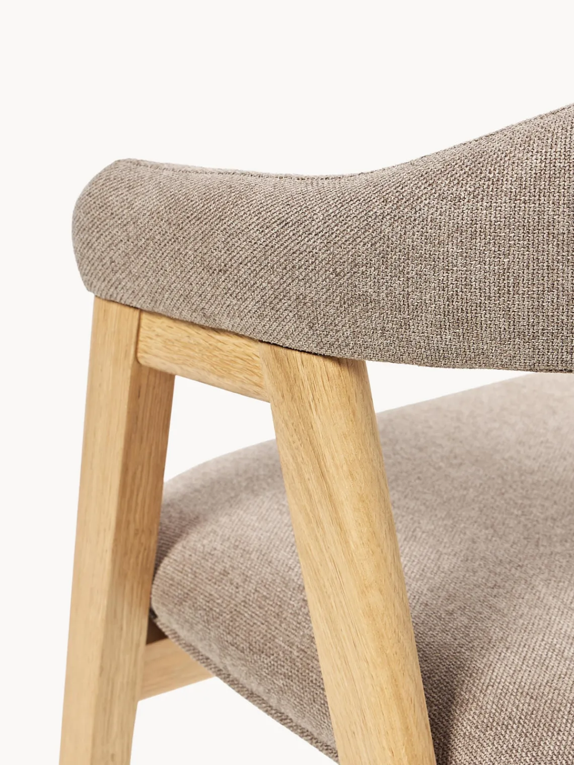Sillas Con Reposabrazos|Sillas>Westwing Collection Silla con reposabrazos tapizada Nik Tejido taupe, madera de roble barnizada