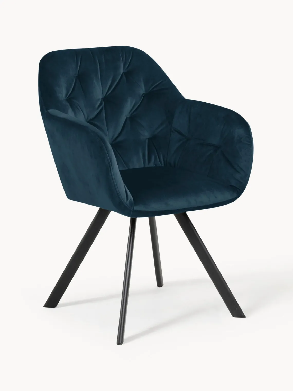 Sillas Con Reposabrazos|Sillas> Silla con repozabrazos de terciopelo Lola Terciopelo azul oscuro, negro mate