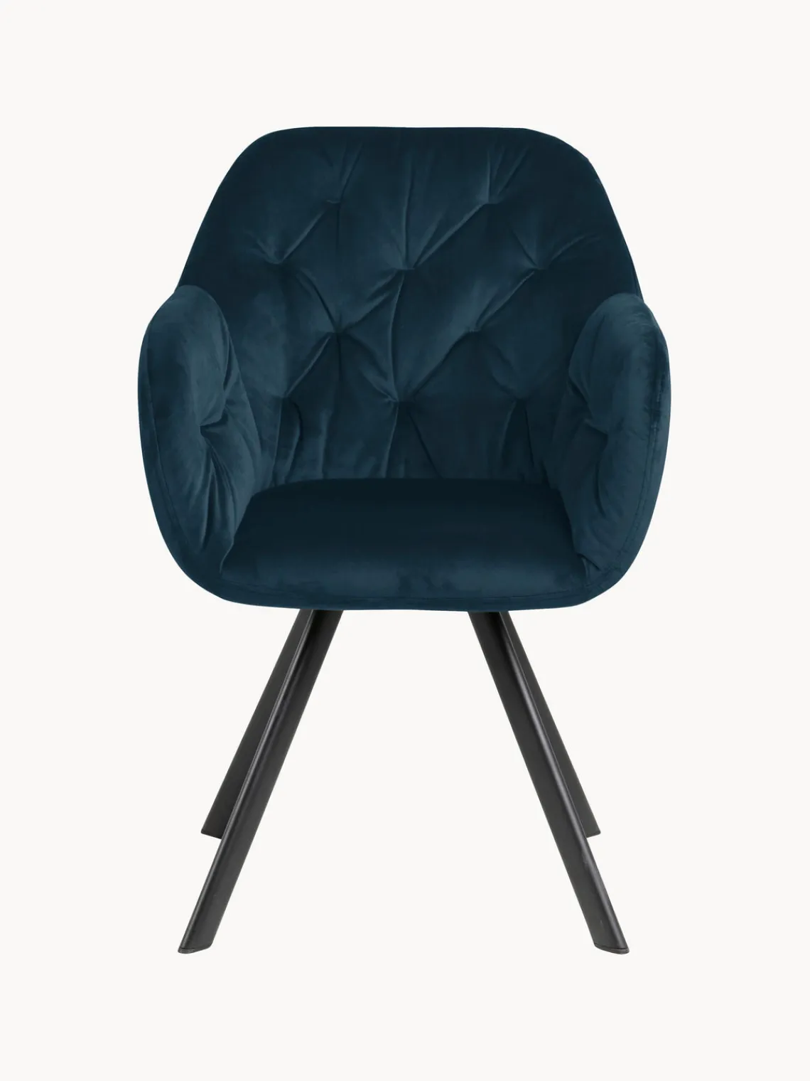 Sillas Con Reposabrazos|Sillas> Silla con repozabrazos de terciopelo Lola Terciopelo azul oscuro, negro mate