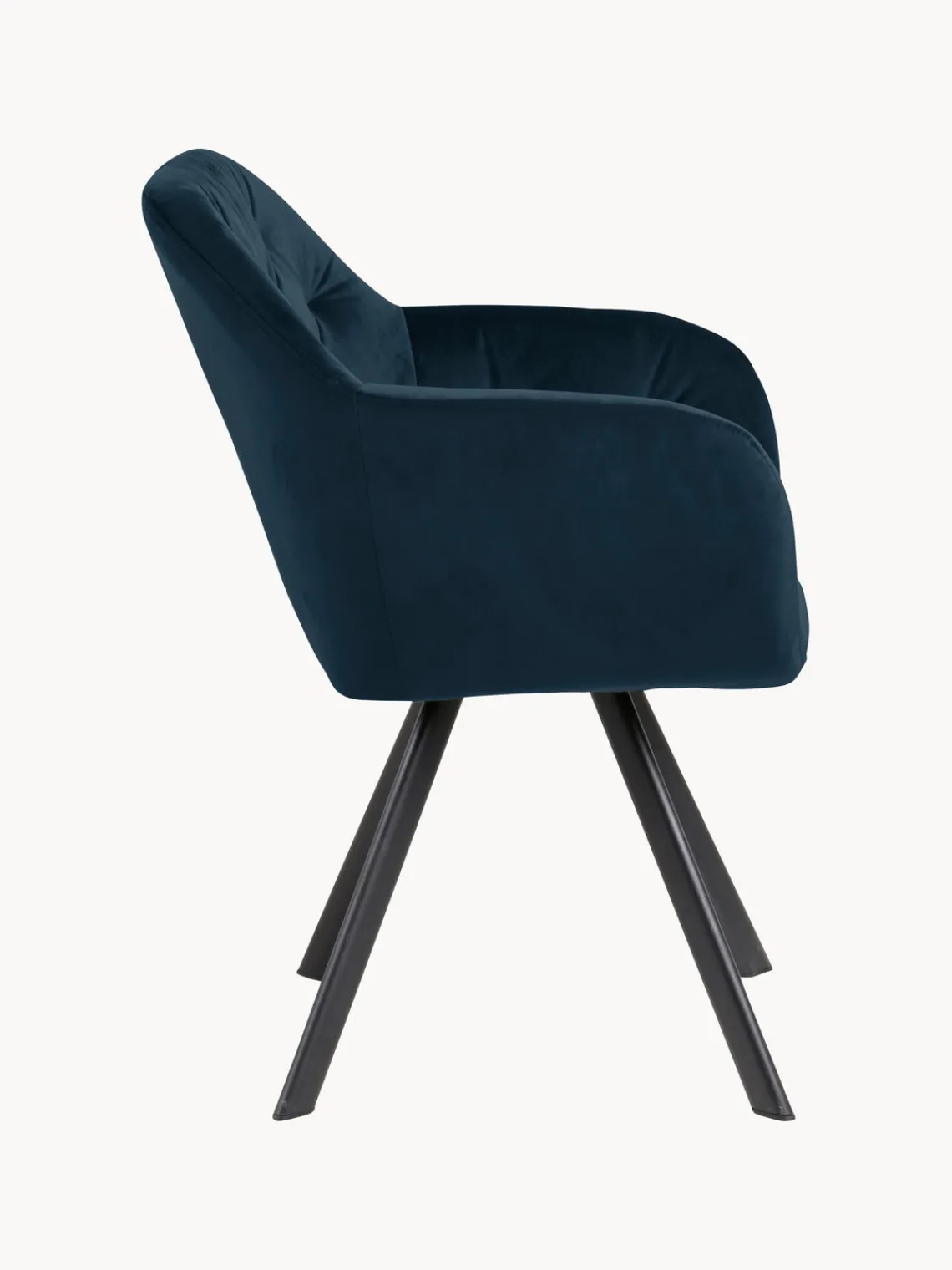 Sillas Con Reposabrazos|Sillas> Silla con repozabrazos de terciopelo Lola Terciopelo azul oscuro, negro mate
