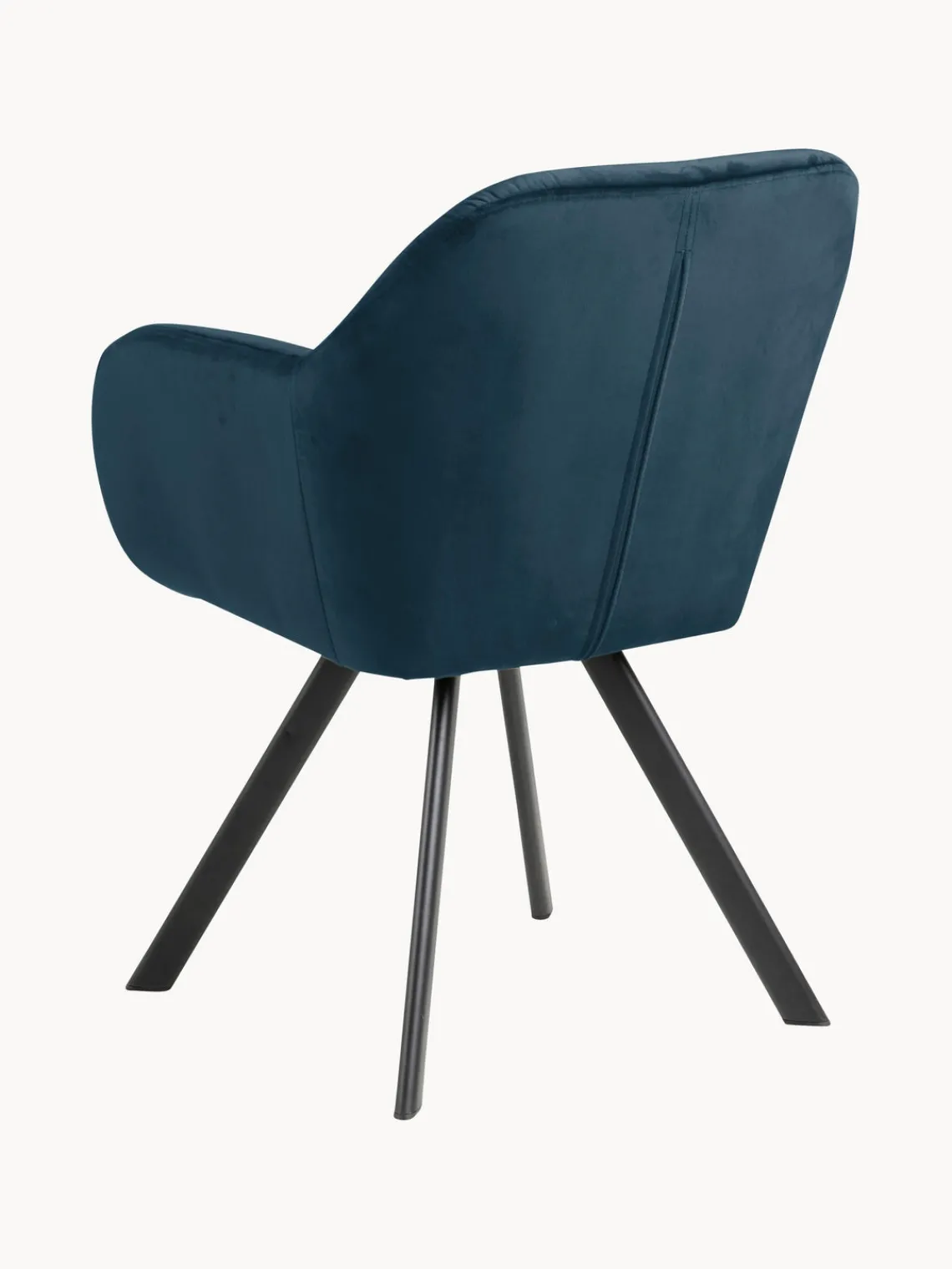 Sillas Con Reposabrazos|Sillas> Silla con repozabrazos de terciopelo Lola Terciopelo azul oscuro, negro mate