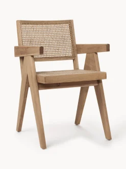 Sillas De Madera|Sillas Con Reposabrazos>Westwing Collection Silla con repozabrazos de tejido vienés Sissi Madera de roble clara, beige claro