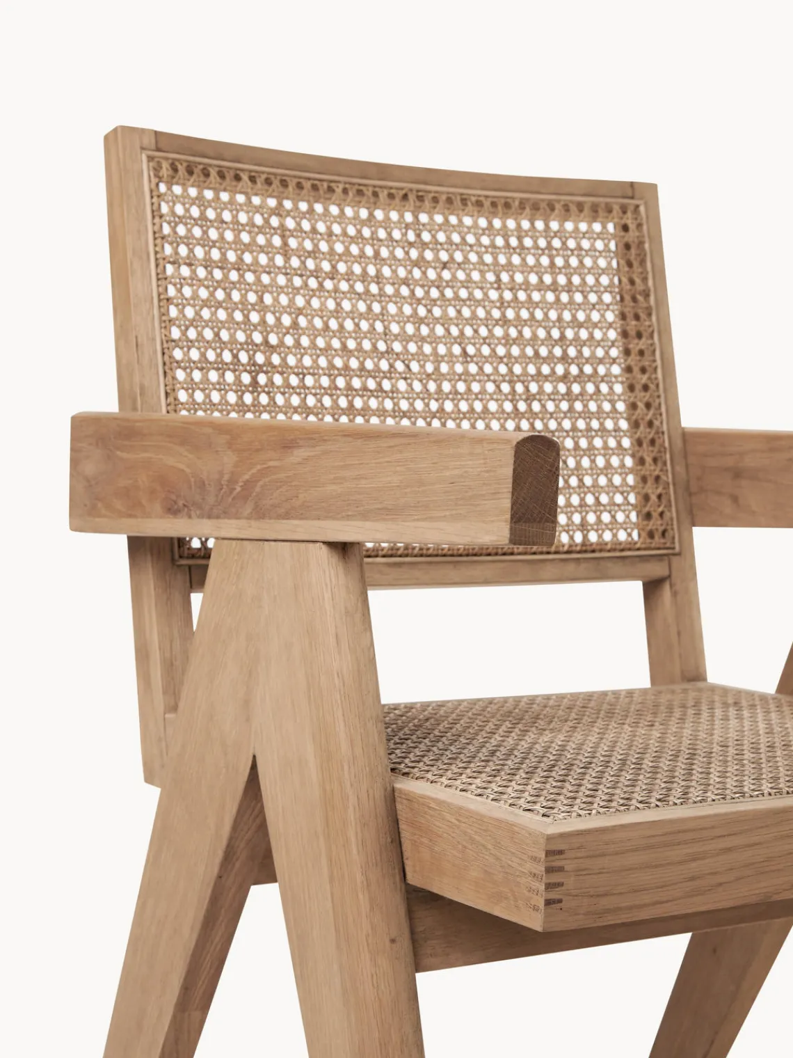 Sillas De Madera|Sillas Con Reposabrazos>Westwing Collection Silla con repozabrazos de tejido vienés Sissi Madera de roble clara, beige claro