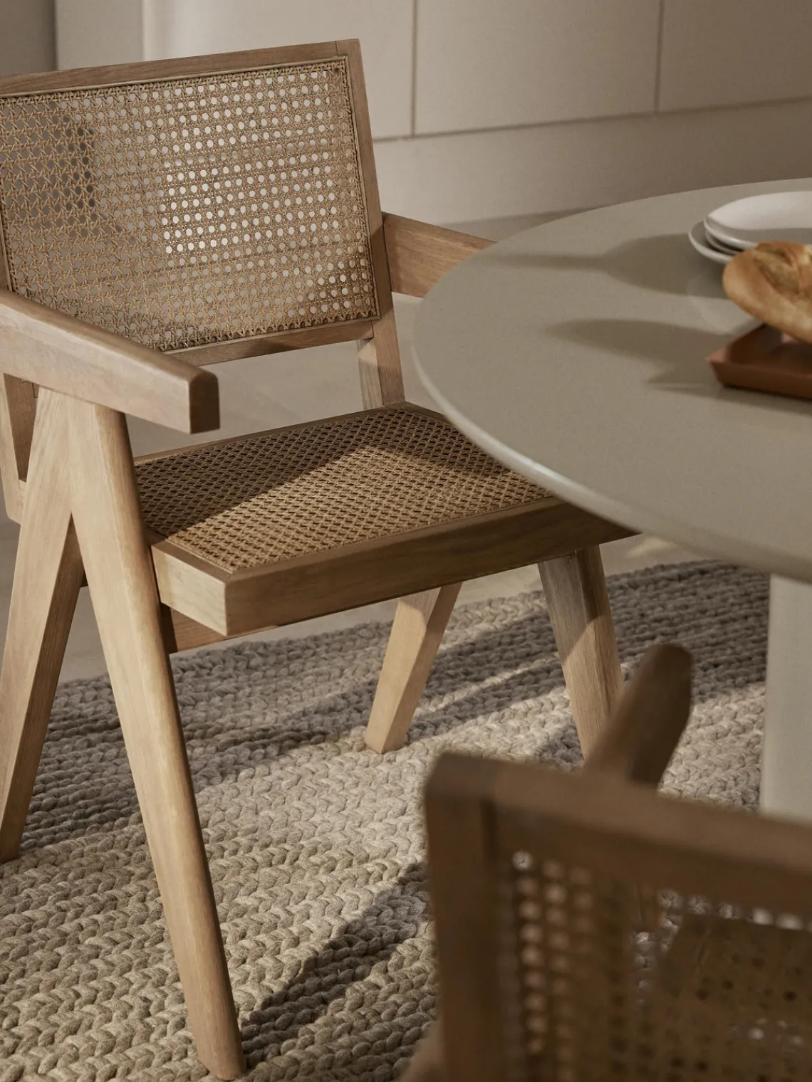 Sillas De Madera|Sillas Con Reposabrazos>Westwing Collection Silla con repozabrazos de tejido vienés Sissi Madera de roble clara, beige claro