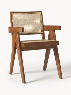 Sillas De Madera|Sillas Con Reposabrazos>Westwing Collection Silla con repozabrazos de tejido vienés Sissi Madera de roble oscura, beige claro