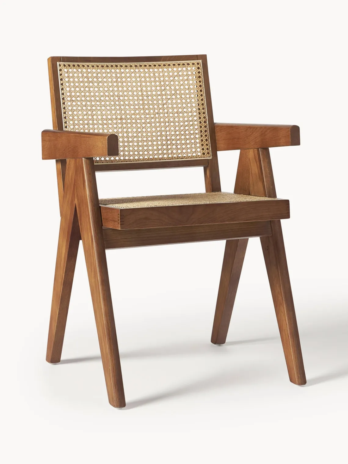 Sillas De Madera|Sillas Con Reposabrazos>Westwing Collection Silla con repozabrazos de tejido vienés Sissi Madera de roble oscura, beige claro