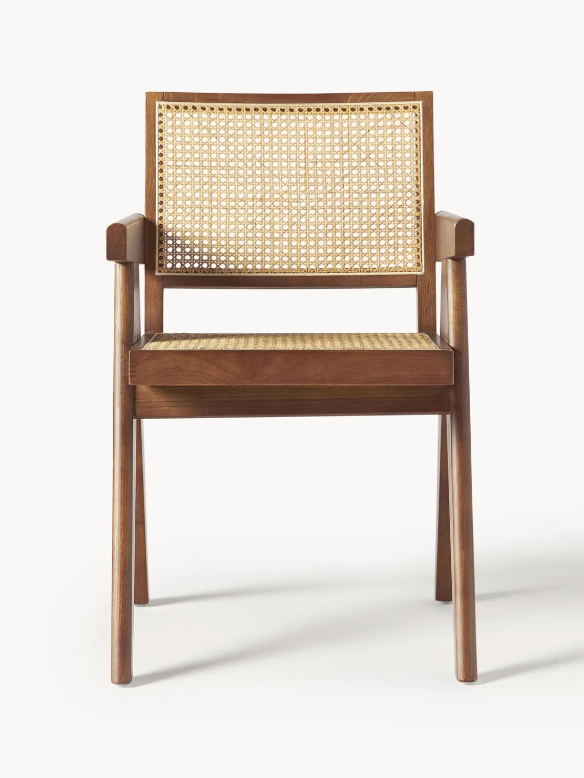 Sillas De Madera|Sillas Con Reposabrazos>Westwing Collection Silla con repozabrazos de tejido vienés Sissi Madera de roble oscura, beige claro