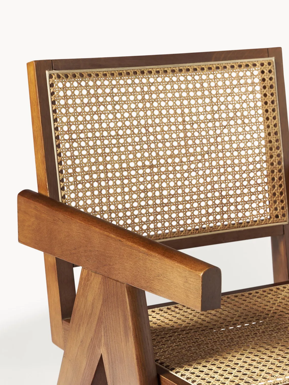 Sillas De Madera|Sillas Con Reposabrazos>Westwing Collection Silla con repozabrazos de tejido vienés Sissi Madera de roble oscura, beige claro