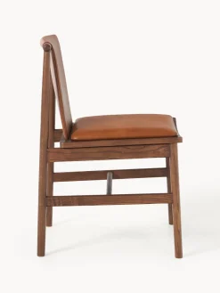 Sillas></noscript>Westwing Collection Silla de comedor de madera de fresno con asiento de cuero Hayo Cuero marrón, madera de fresno aceitada en marrón