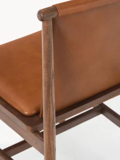 Sillas></noscript>Westwing Collection Silla de comedor de madera de fresno con asiento de cuero Hayo Cuero marrón, madera de fresno aceitada en marrón