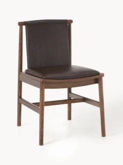 Silla de comedor de madera de fresno con asiento de cuero Hayo Sillas