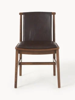 Silla de comedor de madera de fresno con asiento de cuero Hayo Sillas