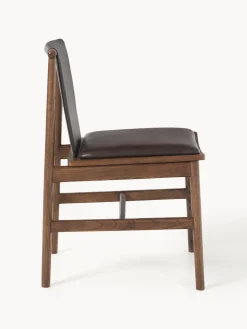 Silla de comedor de madera de fresno con asiento de cuero Hayo Sillas