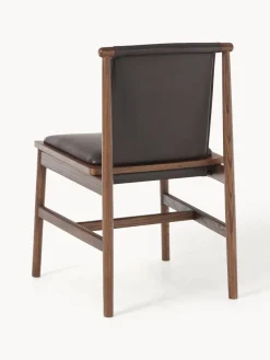 Silla de comedor de madera de fresno con asiento de cuero Hayo Sillas