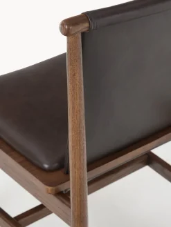 Silla de comedor de madera de fresno con asiento de cuero Hayo Sillas
