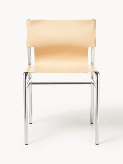 Sillas></noscript>Westwing Collection Silla de cuero Jordan Cuero beige, plateado