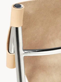 Sillas></noscript>Westwing Collection Silla de cuero Jordan Cuero beige, plateado