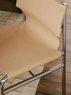 Sillas></noscript>Westwing Collection Silla de cuero Jordan Cuero beige, plateado