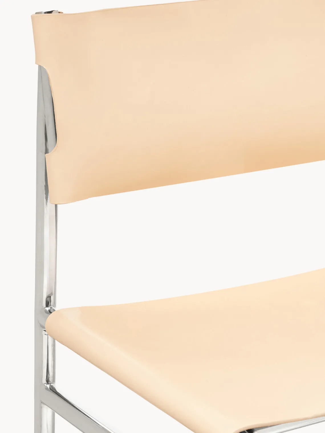 Sillas>Westwing Collection Silla de cuero Jordan Cuero beige, plateado brillante