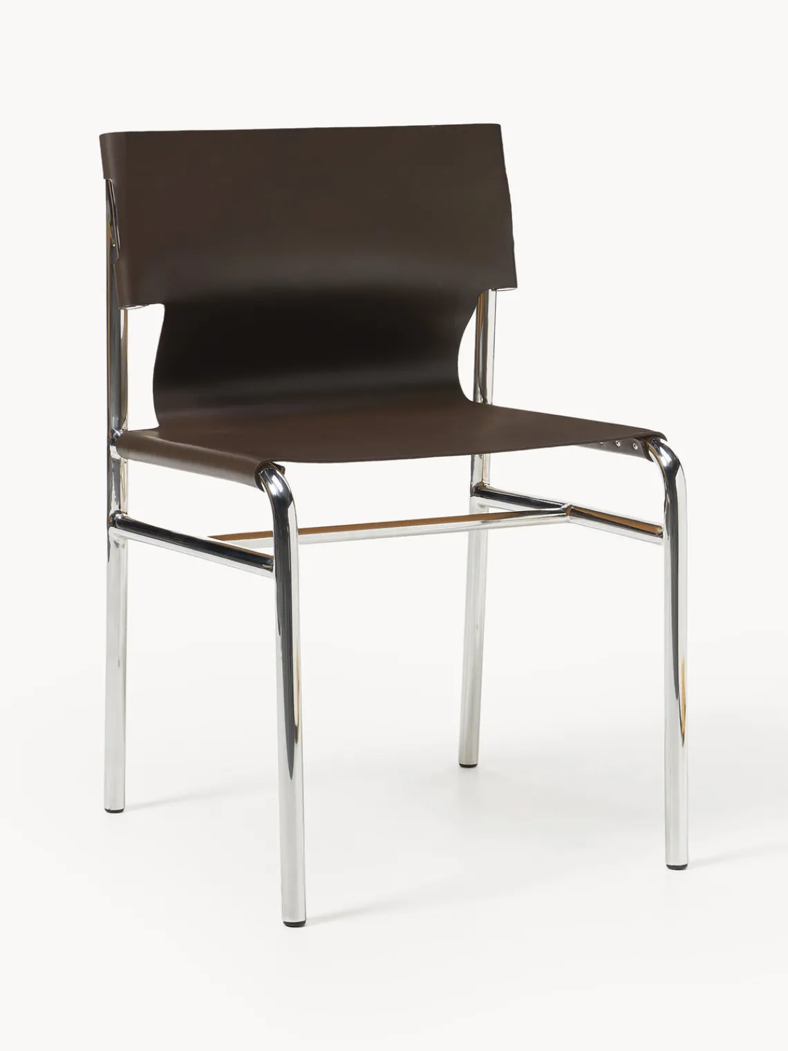 Sillas>Westwing Collection Silla de cuero Jordan Cuero marrón, plateado